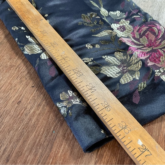 Zara Pants Silk Kimono Asian Floral Black Pink Size S Ankle Trousers - Picture 13 of 15